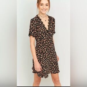Pins & Needles Black Floral Mini Dress